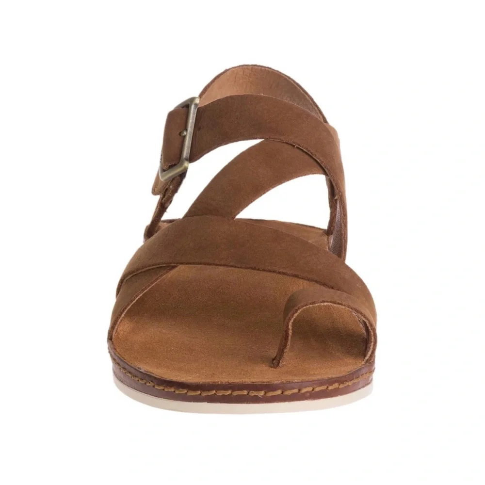 Chaco Women's Brown Leather Strappy Toe-Ring Sandal - Wayfarer Loop Sandal - Picture 3 of 10